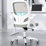 Kensaker Office Desk Chair with Lumbar Support Ergonomic Mesh Office Chair with Wheels and Flip-up Armrests Adjustable Height Swivel Computer Chair for Home and Office (Grey)