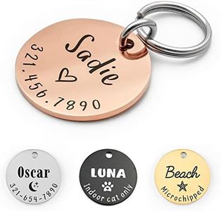 KEVSUN Personalized Lovely Symbols Dog Tags and Cat Tags Custom Engraved Stainless Steel Pet ID Tag (X-Small, Rose Gold)