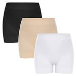 YUTYTH Chub Rub Shorts Women Anti Chafing Seamless Slip Shorts Under Dress Ladies Lycra Pants Cycling Yoga Shorts White Black Nude 3 Pack