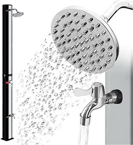 Zelsius Douche Solaire avec Robinet, Douche à Pieds | Noir | Douche de Jardin 35 l, Froide et Chaude, Max. 60 °C, raccord Tuyau d'arrosage | Douche de Jardin extérieure, Douche Solaire extérieure
