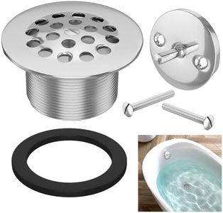 Trip Lever Tub Trim Kit Set with Two Hole Overflow Face Plate, Premium Brass Trip Lever Bathtub Drain w/Strainer, Bathtub Drain Assembly Stopper Kit Overflow Plate and Matching Screws, Brushed Nickel