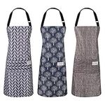 AKlamater 3 PCS Women Apron with Pockets Adjustable Cooking Aprons PVC Waterproof Kitchen Bib Apron for Kitchen Cooking Baking Household Cleaning