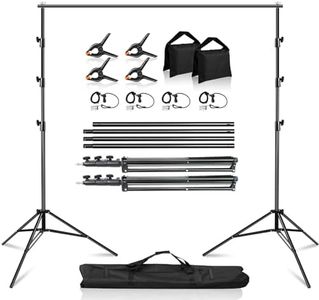 MSKIRA Photography Backdrop Stand Kit 2.8x3m/9.2x10ft Adjustable Background Support System for Wedding Parties Decorations with 4 Spring Clamps, 4 Backdrop Clips, 2 Sandbags, Carrying Bag