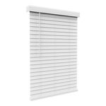 ARLO BLINDS Faux Wood Blinds with Crown Valance - 34 Inch Width, 60 Inch Length, White Cordless 2 Inch Horizontal Blinds - for Bedroom, Bathroom, Living Room, Glass Door Interior Windows