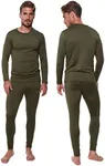 Thermal Underwear for Men Long John Set for Cold Weather Mens 2 pc Long Sleeve Shirt Top and Pants Long Johns Fleece Lined Base Layer Thermals Green, Small