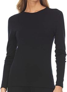 Women's Midweight 100% Merino Wool Base Layer - Crew Long Sleeve Shirt - Active Wear Undershirt - Anti Odor, Black, Medium