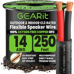 GEARit OFC Speaker Cable 2x2.5mm² Black Wire 76.2 m/250 ft UL CL3 Rated, Copper Wire with Polarity Mark, Car Speaker Wire for in-Wall, Home, Car, Outdoor, Garden, Commercial Audio Systems(Black)