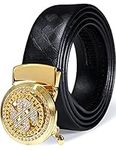 YOHOWA Gold Belt for Mens Money Buckle Diamond Designer Belt Automatic Ratchet Novelty Jeans/Suit Bling Luxury Gift