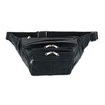 Leather Large Organizer Bumbag Waist Pack, Black