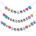 Friendship Bracelet Birthday Banner, Colorful in My Birthday Era Banner Pre-Strung Birthday Era Decorations Banner Birthday Era Backdrop for Music Theme Parties important Events