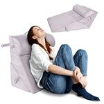 Triangle Wedge Pillows Set for After Surgery, Acid Reflux, Reading in Bed, Back or Knee Support, Adjustable Folding Incline Cushion for Sleeping Memory Foam Pillow Wedge with Machine Washable Velvet