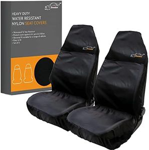 Xtremeauto Car Seat Covers Front Pair - Coloured Top Car Seat Cover Set, Heavy Duty Universal Fitting Set Of 2 Car Seat Protectors, Water Resistant Easy Clean Seat Covers For Car (Black)