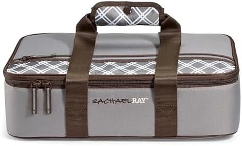 Rachael Ray Lasagna Lugger, Thermal Insulated Casserole Carrier for Hot or Cold Food, Lugger Tote for Pockluck, Parties, Picnic, and Cookouts, Fits 9" x 13" Baking Dish, Sea Salt Grey