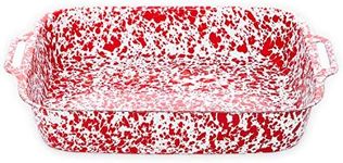 Enamelware Lasagna Pan, 15 x 9.5 inches, Red/White Splatter