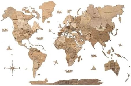 Enjoy The Wood 3D Wooden World Map Wall Art (Terra, XL)