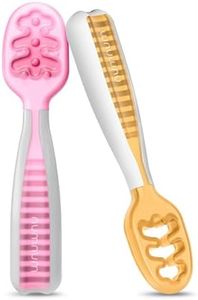 NumNum Baby Spoons Self Feeding 6 Months, 2-Pack Pink/Orange