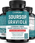 Soursop Graviola Extract Capsules | 18900mg | 120 Capsules - 2 Months Supply | Graviola, Elderberry, and Turmeric Curcumin