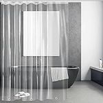 Clear Shower Curtain Liner- 10 Gauge Heavy Duty- Vinyl Shower Curtain Liner with Hooks 72" W x 72" H(10G)