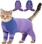 Sticky Hair Cat Clothes, Four-Leg Long Sleeve Cat Pajamas, Prevent Fur Shedding Kitten Onesie Shirts, Surgery Recovery Suit for Male Female, Wound Protection & Preventing Licking