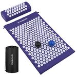 TOMSHOO Acupressure Set, Acupressure Mat and Pillow with 2pcs Massage Balls- Pain Relief Therapy Muscle Back Neck with Travel Bag for Men and Women (Midnight Blue)