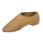 Asyusyu Jazz Shoes Neo-Flex Slip on Soft PU Leather Jazz Shoes, Modern Split Sole Dance Shoes for Women and Men, Brown (5.5M)