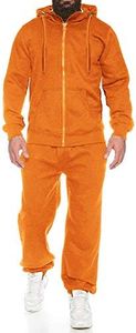 COOFANDY Men's Halloween Tracksuit Set With Zipper Pockets Orange Casual Sweatsuit Hooded Full Zip Elastic Waistband Set