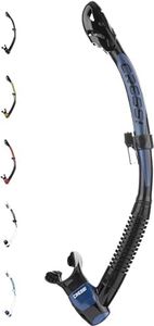 Cressi Itaca Ultra Dry Snorkel Tuba Sec pour la plongée et l'apnée Unisex-Adult, Noir/Bleu Métal, Taille Unique