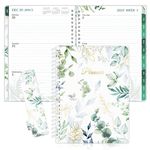 SUNEE 2025 Weekly and Monthly Planner - from January 2025 - December 2025, 6.4" x 8.3" Daily Agenda Planner with Monthly Tab, Flexible Cover, Note Pages, Pockets, Bookmark, Spiral Binding, Eucalyptus