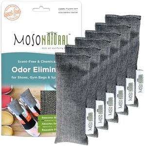 Moso Natural Shoe Deodorizer Insert (3 Pack) Charcoal Odor Absorber for Shoes, Boots, Gym Bag | Unscented Shoe Odor Eliminator | Air Purifying Bags (Two Per Pack. 6 Total)