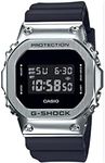 CASIO Men's G-Shock GM5600 Series Interchange Band Digital Watch, Clear Dial, Black Band, Silver Bezel