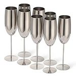 Oak & Steel - 8 Stainless Steel Champagne Flutes with Gift Box, 285 ml - Matte Rose Gold/Copper - Elegant, Solid & Unbreakable - Outdoor Parties, Picnic, Beach & Pool