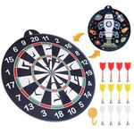 FINEW Double Sided Magnetic Dart Board Set, Kids Safety Dartboards with 12 Magnet Darts and Hook, 2 in 1 Indoor Dart Boards Game, Ideal Dart Toys Gift for Ages 4 5 6 7 8 9 10 Boys Girl & Adults