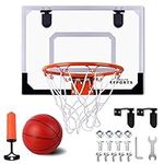 TEUVO Basketball Hoop for Kids and Adults, Strong Indoor Mini Basketball Hoop Set for Door with Pump, Basketball Hoop Over The Door Game Sport Toys Gifts Set for Boys and Girls Teens Orange