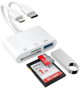 Memory Card Reader, 5-in-1 USB C Lightning to SD/TF/USB OTG Adapter for Micro SD/SDHC/SDXC/MMC, Compatible with MacBook Pro/Air, Chromebook,iPhone 15/14/13/12/11 Pro/Pro Max,Android Galaxy,Plug & Play