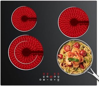 CDV Electric Cooktop 4 Burner 24 Inch, 6400W Built-in Ceramic Electric Stove Top, 220-240v Radiant Cooktop with 9 Heat Levels, 99min Individual Timer, Child Lock & Multiple Safety Protection (No Plug)