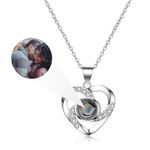 AVINVAN Photo Necklace 925 Sterling Silver Personalised Projection Necklace with Picture Inside Customised Jewellery Heart Pendant Present for Women Mum Girls Wife Birthday(Heart02-silver)