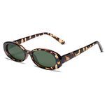 VANLINKER Polarized Retro Oval Sunglasses for Women and Men Small 90s Style VL9580, C2 Tortoise Frame/G15 Lens, Small