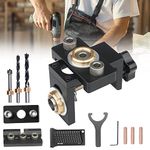 Hizmivos 3 in 1 Dowel Jig Drill Kit,Woodworking Dowel Drilling Guide Set with 8/10/15mm Hole Dowel Pins,Adjustable Pocket Hole Jig Kit with Positioning Clip Adjustable Drill Guide Puncher Locator