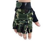 Long Keeper Kids Half Finger Sports Gloves Anti-Slip Cycling Gloves for Boys Girls for Bike Scooter Skateboard (Camo-S)