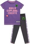 Minecraft Girls Top and Leggings Creeper Purple 14