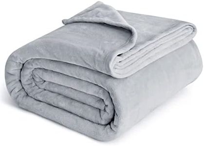 Bedsure Fleece Blanket Queen Blanket Light Grey - Bed Blanket Soft Lightweight Plush Fuzzy Cozy Luxury Microfiber, 90x90 inches