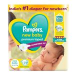 Pampers Active Baby Tape Style Baby Diapers, Newborn/Extra Small (NB/XS) Size, 72 Count, Adjustable Fit with 5 star skin protection, Up to 5kg Diapers