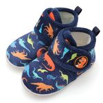 JIASUQI Baby Boys Girls Boots Soft Infant Slippers First Walkers Shoes Warm Socks Newborn Crib Shoes(6 Months-12 Months,Dinosaur)