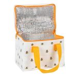 Buzzworthy White & Yellow Bee Print Insulated Lunch Bag - 15cm x 20.5cm (1 Pc.) - Made of 40% Recycled Plastic, Adorable Design for Fresh and Safe Meals All Day