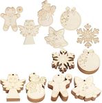 American Elm 24 PCS Wooden Christmas Crafts for Kids with 6 Styles Unfinished Wood Slices for Tree Decor Holiday Hanging Decorations MDF Christmas Cutouts Festive Wooden Christmas Decor (4 Style Of Each)