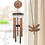 Hippolytusiart Dragonfly Wind Chimes for Outside,32 "Memorial Wind Chimes Create a Zen Atmosphere for Outdoor Dragonfly Gift for Women Mother Father Christmas Unisex,Garden Patio Yard Decor(Copper)