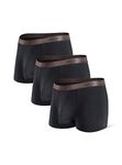 Separatec Men's Boxers Bamboo Underwear Trunks Breathable Soft Dual Pouch Fitted Underpants with Fly 3 Pack