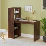 BLUEWUD Radisso Engineered Wood Study And Computer Laptop Table For Home Or Office, Wfh Desk, With Storage Shelves For Books And Décor Display For Adults Kids Students (Brown Maple)