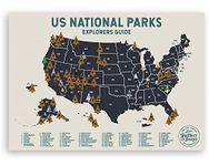 Epic Adventure Maps - US National Parks Travel Scratch Off Poster - Reveals Pine Shaped Nature Photographs - Beige / 24 x 17 Inches