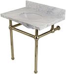 Kingston Brass KVPB3030MB6 Templeton Console Sink, 30" x 22", Carrara Marble/Polished Nickel